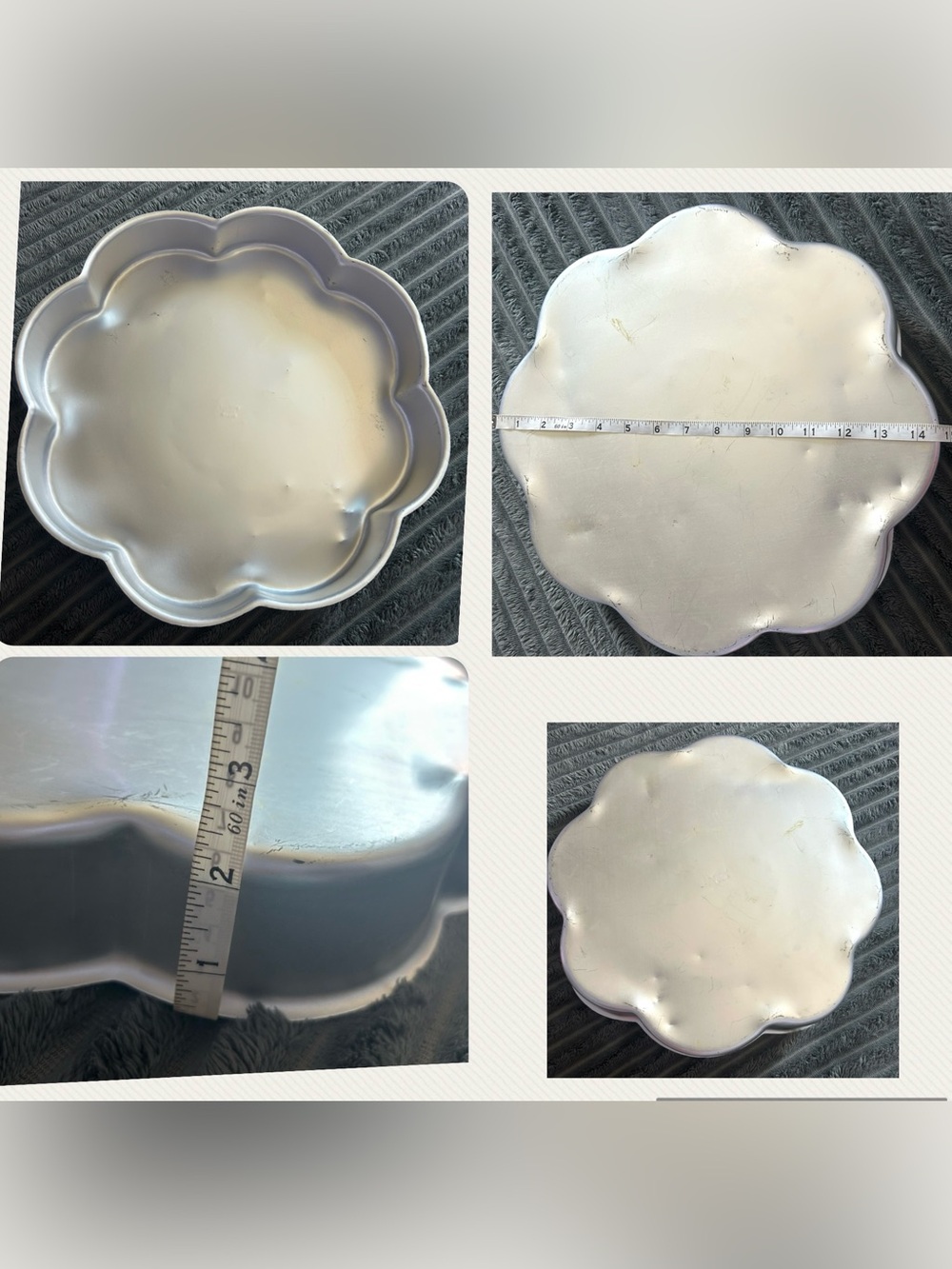 Silver Floral Nesting Cake Pan Set of 4- Home Kitchen Bakeware - Picture 4 of 13